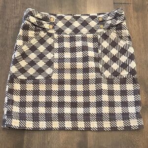 Anthropologie Tulle Brand Cordoroy Mini Skirt in Cream and Dark Brown Plaid